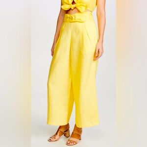 Pastel Yellow Linen Faithfull the Brand Full Set NWT - wide leg pants + croptop